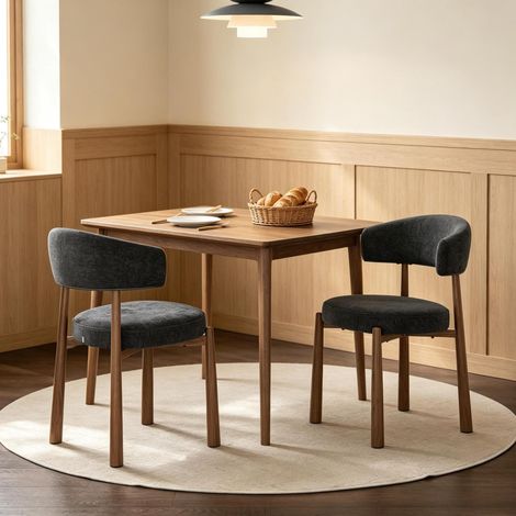 Sedia da pranzo 47x48x81 cm, nero, in chenille e metallo, set da 2, dal design elegante e confortevole (1/5)