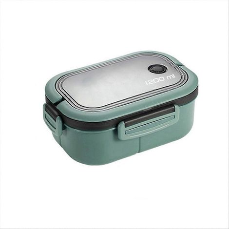 Niedliche und tragbare Lunchbox mit Fächern, mikrowellengeeignet, im Bento-Stil, grün (1/5)