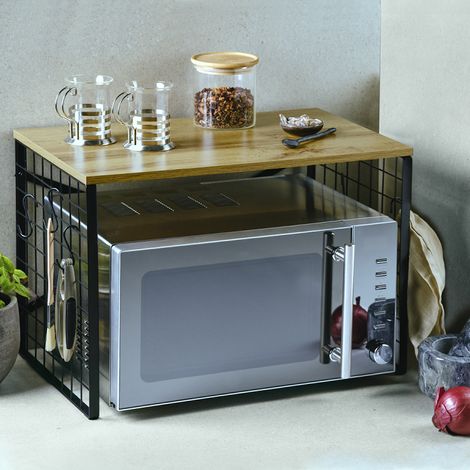 Étagère pour micro-ondes décor chêne - 52 x 32,5 x 36,5 cm - Livraison gratuite (1/5)