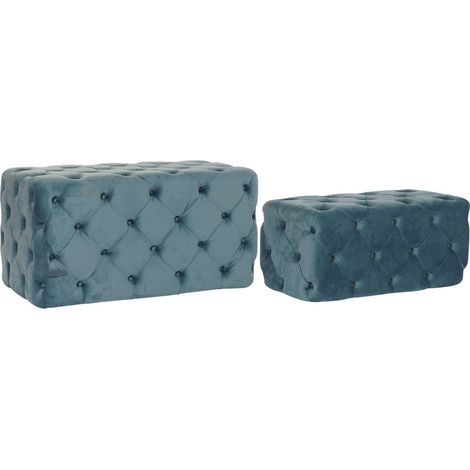 Banc en velours bleu pour détente et élégance - Bleu pétrole doux en velours (1/4)