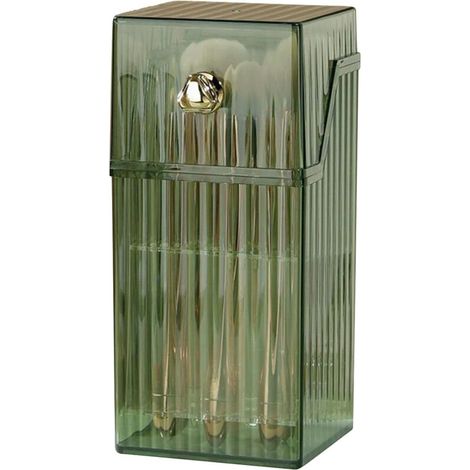 Boîte de Rangement Luxe pour Pinceaux Maquillage - Organisateur Élégant pour Fards à Joues, Poudres et Crayons Sourcils Vert (1/5)