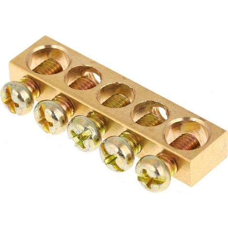 Lot de 10 bornes à vis à 5 trous pour câbles de distribution électrique, barre de terre et neutre en laiton (1/5)
