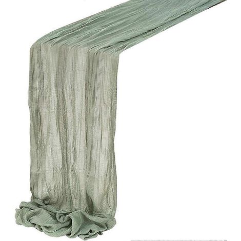 Tischläufer aus Baumwollgaze im Bohemian-Stil, lang und rustikal, ideal für eine Hochzeit, grün, 4er-Set. (1/5)