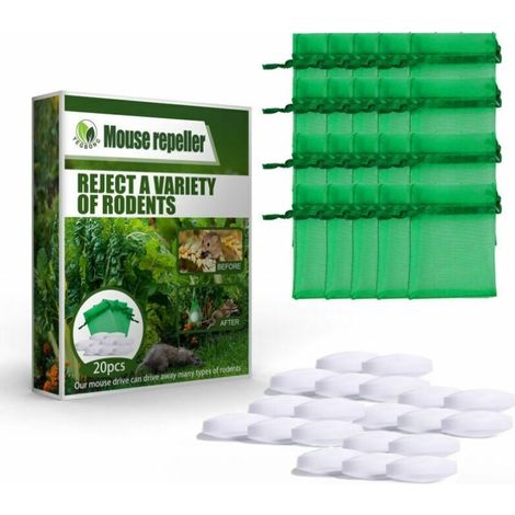 Répulsif contre les rongeurs à l'huile de menthe poivrée pour les rats de jardin et la lutte antiparasitaire des rats (boîte de 2, 40 pièces) (1/5)