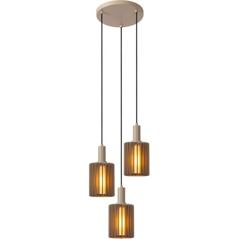 Lucide LAMBRES - Pendelleuchten - 3xE27 - Taupe (1/5)