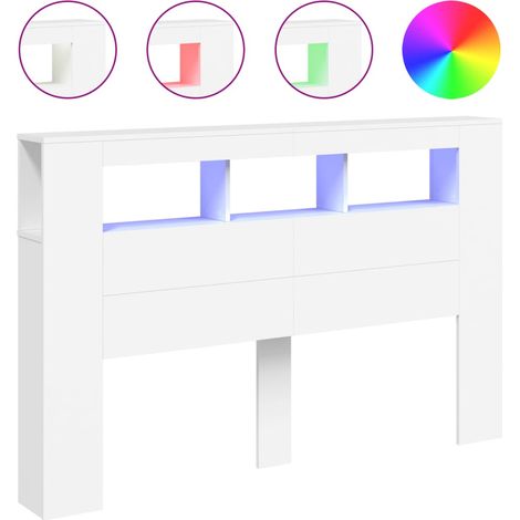 Maison Exclusive - LED-Kopfteil Weiß 160x18,5x103,5 cm Holzwerkst