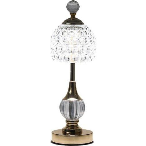 Lampe de table en cristal sans fil - 3 couleurs - Lampe de table LED vintage - Lampe de table LED sans fil - Lampe de table sans fil - Lampe de table à batterie - Intensité variable [Classe énergétiqu (1/5)