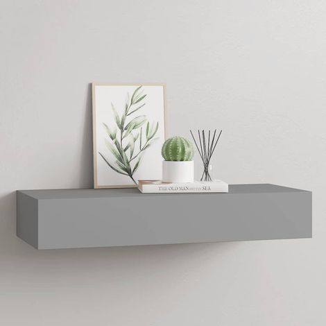Wandregal mit Schublade Grau 60x23,5x10 cm MDF