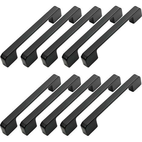10 Möbelgriffe, 96 mm Lochabstand – Schwarze Küchentürgriffe, Stangengriffe, Schwarze Küchengriffe, 96 mm (1/4)