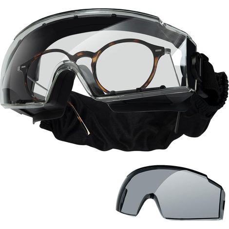 Lunette de Protection Travail, Surlunettes de Sécurité Anti-buée, Lunette Airsoft pour Porteurs de Lunettes, Chantiers, Laboratoires (1/5)