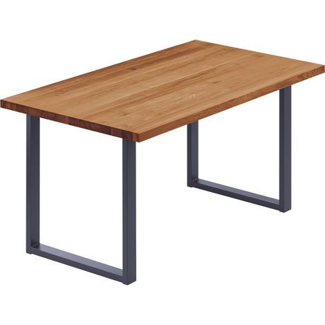 LAMO Manufaktur Esstisch Küchentisch, 140x80x76 cm (AxBxH), Loft, Dunkel / Anthrazit, LAG-01-A-004-7016L