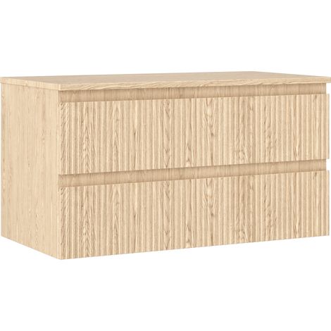 Mexen Rivel Badezimmer-Unterschrank 90 cm mit Arbeitsplatte, 2 Schubladen, geriffelt, Eiche - 91A20-09047-2-BFFC81 (1/5)