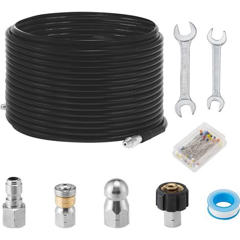 Nettoyeur haute pression avec raccord NPT 1/4 pouce, tuyau de 30 mètres, embout bouton et buse de vidange rotative. (1/5)