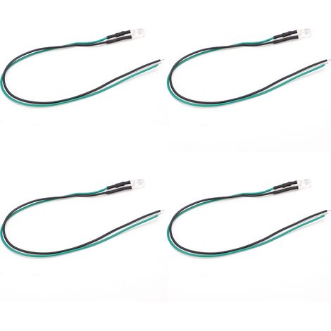 20 pièces LED 12V 5mm haute luminosité ronds verts pré-câblés (blanc) pour circuits électroniques DIY (1/5)