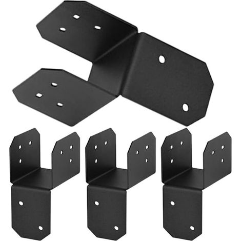 4x4 Brackets, Steel Mounts, Heavy Duty Joist Hanger for Beam Connection, Reinforced Sleeve Brace Decks, Fences, and Rafters, Log Cabin, Backyard, Roof Framing Projects, Black