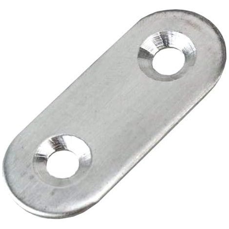 4 plaques de réparation plates en acier inoxydable avec extrémité ovale – 46 x 15 x 2 mm