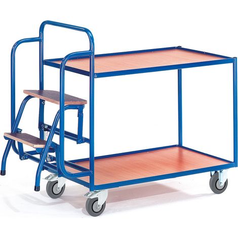 Rollcart Kommissionierwagen 1135mm hoch mit 2 Trittstufen und 3 Etagen 990x590mm