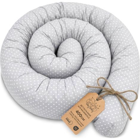 Oreiller pour dormeur latéral Oreiller de Corps Serpent 400 cm Coton Oreiller Long Rouleau de lit Oreiller de Couchage Oreiller Tour de Cou Coussin à Pois sur Gris (1/5)