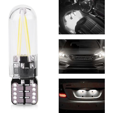 10er-Pack 12V W5W T10 194 COB-LED-Lampen, Glasfaden, weiß, für Leselampen, Tagfahrlicht und Kofferraumbeleuchtung im Auto. (1/5)