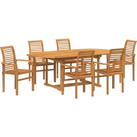 Maison Exclusive - Garten-Essgruppe 7 Stk. Braun Massives Teakhol