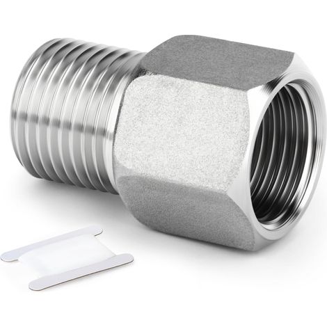 1PCS Raccord de tuyauterie en acier inoxydable 304, Adaptateur hexagonal à rallonge, 1/2" MBSP x FBSP, Longueur 60 mm/2.36 pouce 1 Pcs 32 mm (1/5)