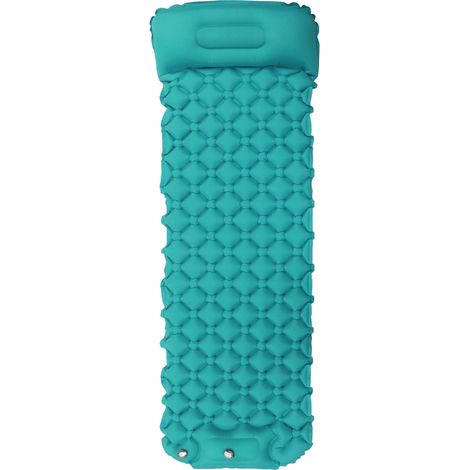Matelas de camping gonflable ultraléger avec pompe à air intégrée, idéal pour le camping en randonnée et les voyages en plein air, bleu paon. (1/5)