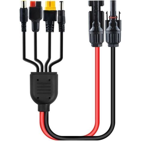 Câble de charge solaire universel 1 m, 4 connecteurs (Anderson, XT60, DC7909, DC5521), 16 AWG (1/4)