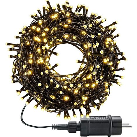 Guirlande Lumineuse Extérieure 30m 300LEDs Guirlande Lumineuse Sapin Noel Étanche, 8 Modes + minuterie + mémoire pour Décoration de Jardin, Cour, Maison, Noël, Mariage, blanc chaud (1/4)