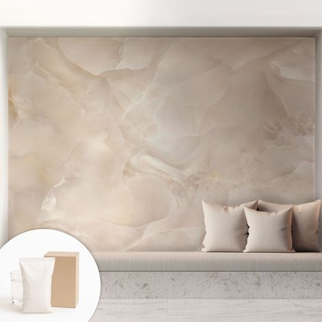 Tapete Vliestapete mit Kleber - Wandgestaltung - Tapete Wohnzimmer - Flur Eingangsbereich Zarter Marmor 208x146 cm (1/5)