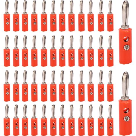 Fiche banane JT‑002 4mm nouveau type, sans soudure, pour câblage d'instruments pédagogiques, connecteur rouge (1/5)
