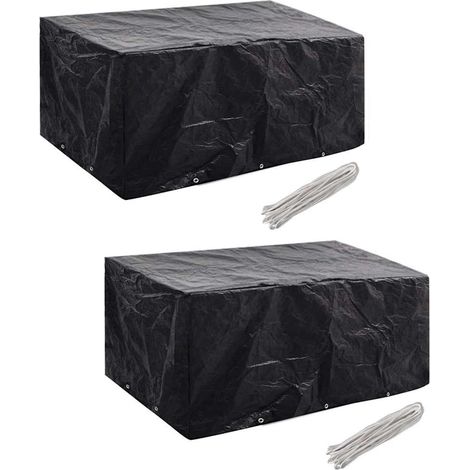vidaXL Funda de muebles de jardín 2 uds set ratán 6 personas 10 ojales (1/5)
