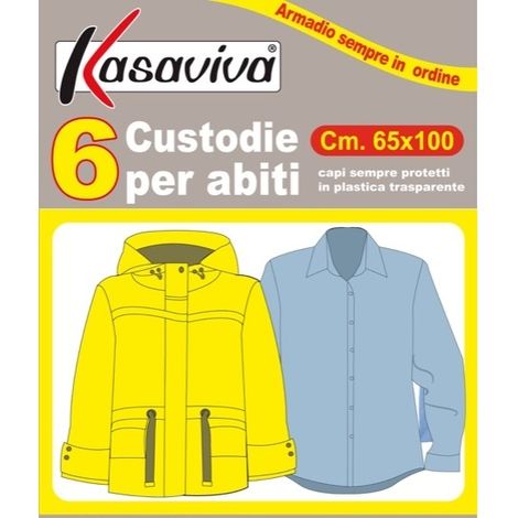 Set 6 Pezzi Custodia Abiti Trasparente 65 x 100 cm KASAVIVA (1/2)