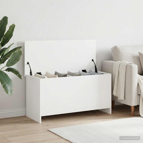 vidaXL Coffre de rangement Blanc 100 x 40 x 50 cm Bois d'ingénierie (1/5)