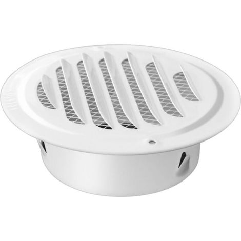 Grille De Ventilation - Ronde Plate En Acier Inoxydable - Pour Ouverture 70 Mm - Avec Moustiquaire Intégrée - Blanc (1/4)