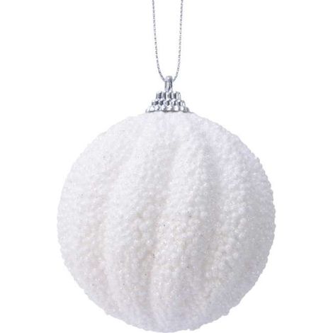 Sfera natalizia bianca con micro sfere in risalto