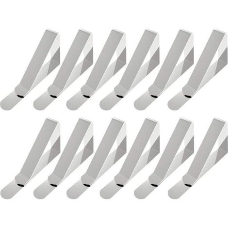 Pinzas para mantel, 12 piezas grandes de acero inoxidable para escritorio, grosor de 4,5 a 7,5 cm, color plateado