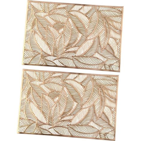 2 pièces Set de Table PVC Rigide Doré Tapis de Table Épais et Résistant Chaleur Décor Creux pour Cuisine Lavable et Protection Taches Élégante (1/5)