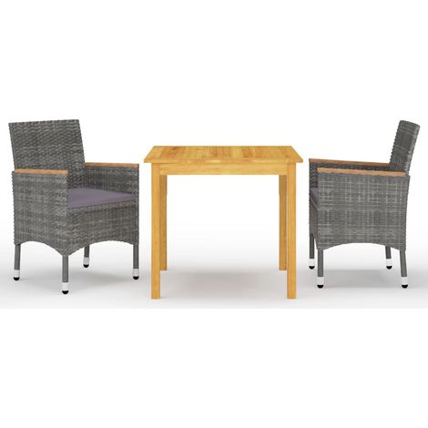 Ensemble de salle à manger de jardin 3 pcs Gris 12 (1/5)
