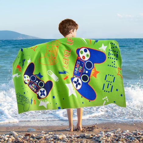 Serviette de plage Enfant Garçon - 76x150cm Microfibre Anti-Sable, Absorbante et Ultra Douce, pour Piscine, Camping, Voyage, Lot de 1 (1/5)