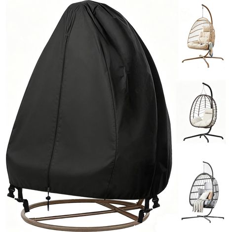 Housses de chaise de patio à suspendre avec fermeture éclair, grandes housses de balancelle en osier durables, imperméables, robustes, résistantes aux intempéries, coupe-vent (1/5)