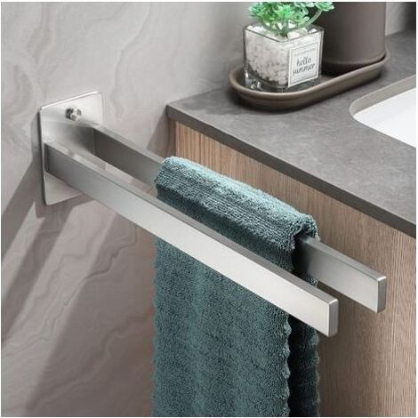 Porte Serviette Salle de Bain Double Porte-Serviettes Murale Brossé en Acier Inoxydable Argent pour Salle de Bain, Cuisine (1/5)