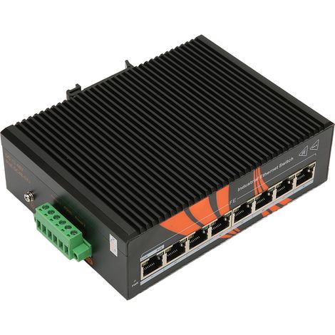 Commutateur Ethernet industriel 8 ports non administrable sur rail DIN, plage de température de fonctionnement de -40 °C à 75 °C, alimentation 12 à 58 V CC (1/5)