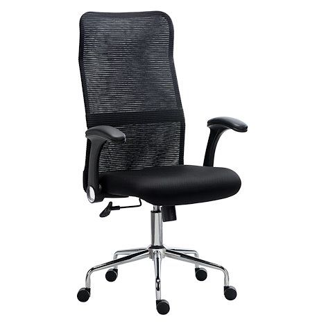Chaise de bureau KREOLA tissu et maille - Dossier haut - Mécanisme Basculant centré - Pied chrome - Maxiburo (1/5)