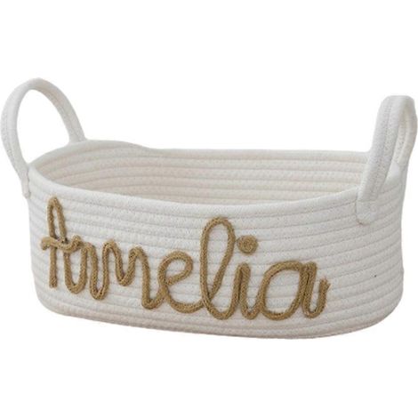 Panier de rangement en corde avec poignées pour petits objets du quotidien, vêtements et jouets (marron) (1/5)