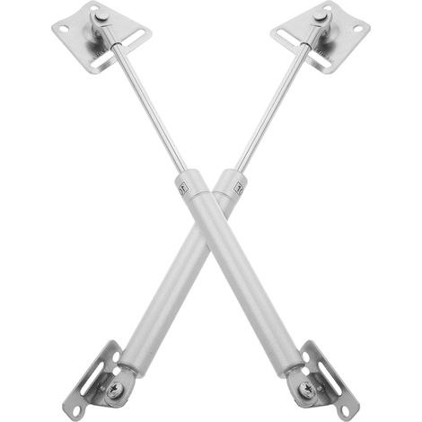 2 Pièces Vérin à Gaz pour Porte D'armoire, Tige de Support D'armoire, Acier Laminé à Froid et Anneau en Cuivre, Argenté, Installation Double Face, Angle Réglable, pour Porte (1/5)