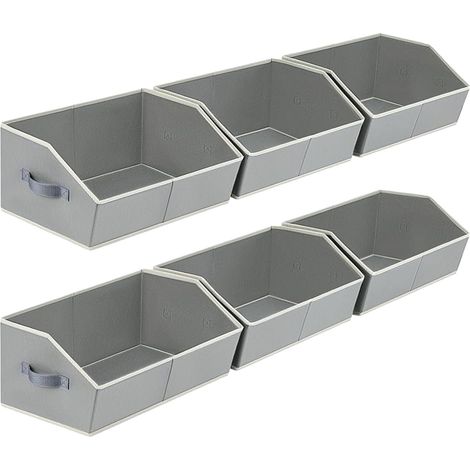 6Pcs Organisateurs Placard Bacs avec Poignées Tissu Trapèze – Étagère Grande Panier Pliable Cubes Rangement Vêtements Containers Boîtes Texturé (1/5)