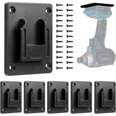 royaluxe-Lot de 6 porte-outils muraux pour Dewalt 12-20 V/Milwaukee 14,4-18 V - Support de perceuse électrique - Support d'atelier - Stockage (noir)
