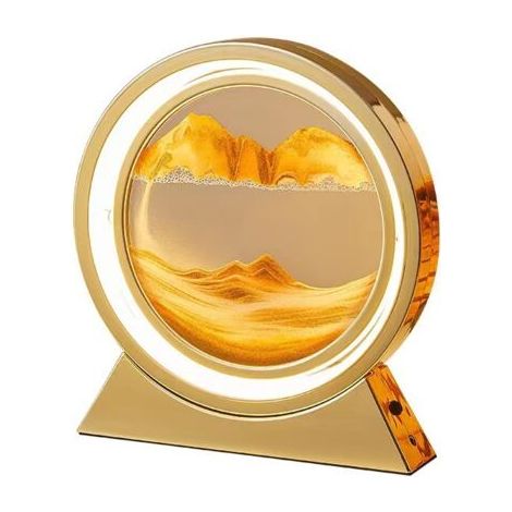 royaluxe-Lampe LED sablier 3D, 10 pouces Quicksand Night Light Quicksand Moving Rotating Art Sand Scene Crafts Ornement de table, 3 couleurs Gradation USB Moving Sand Painting Light for Home Decor Gif (1/5)