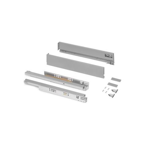 Emuca - Cassetto esterno Vertex 40 kg altezza 93 mm, Profondità:350mm, Verniciato alluminio, Acciaio, 1 u.