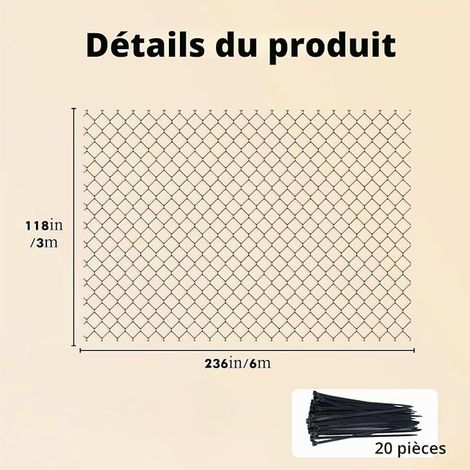Filet pour Chat de Balcon et fenêtre 6x3m, sans perçage, en Nylon , pour terrasse, fenêtres et Portes. (Noir) (1/2)
